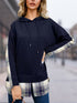 'Lireal' Split Colour Plaid Long Sleeve Hoodie - Celes Fashion